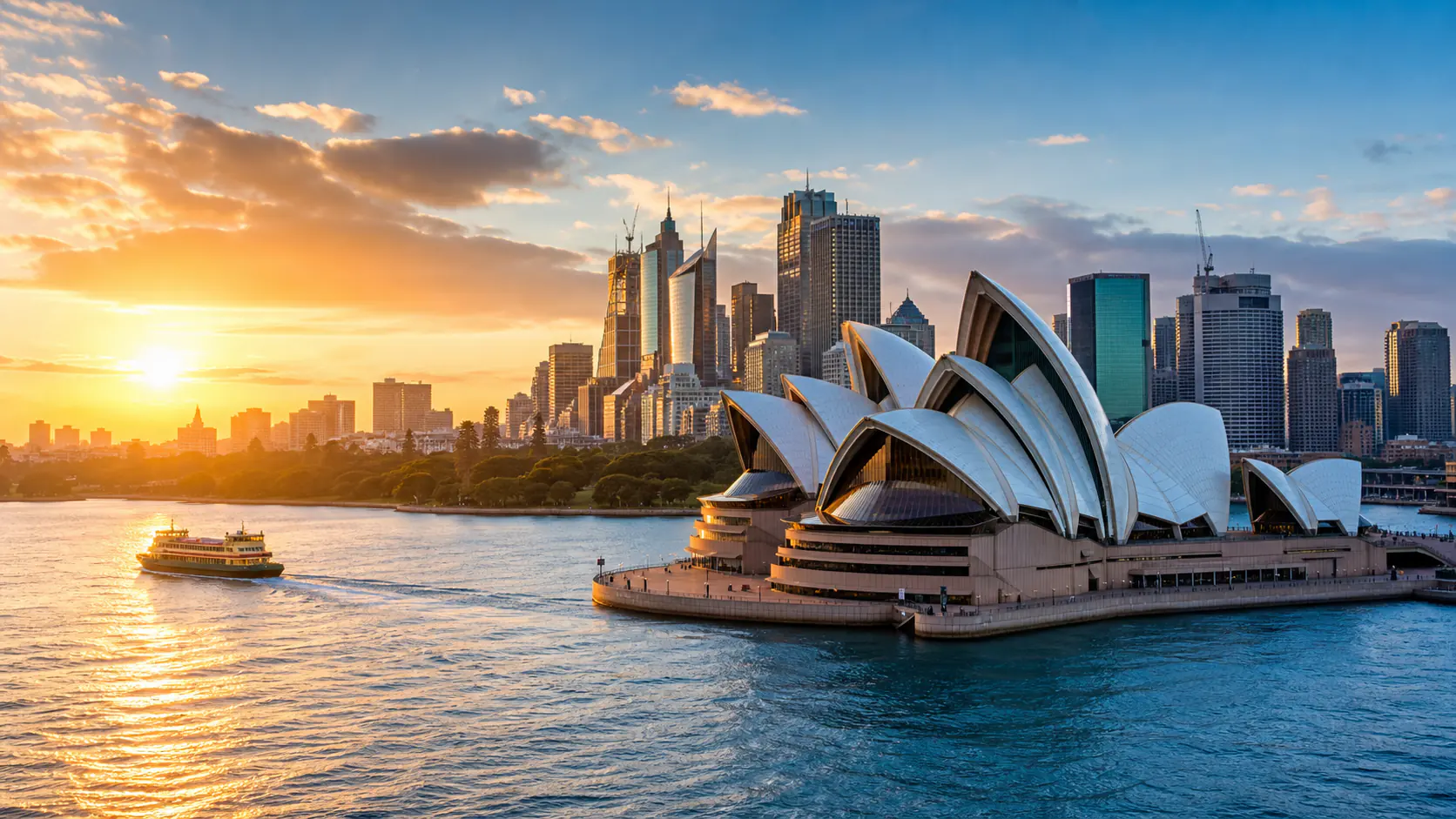 AI-generated editorial image of Sydney Opera House and harbour for the Australian pension system