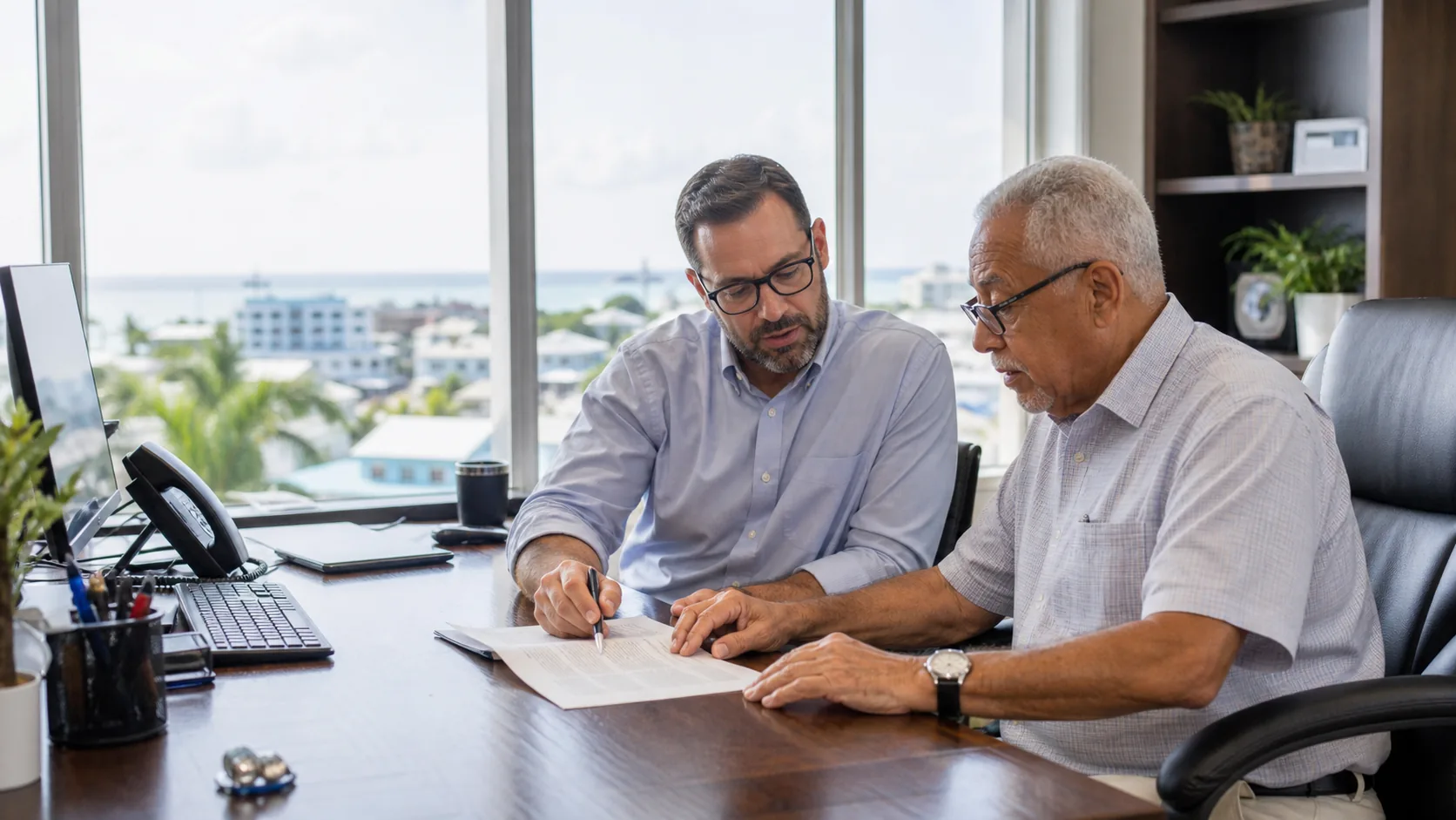 Image editoriale generee par IA pour le systeme de retraite de Cayman Islands