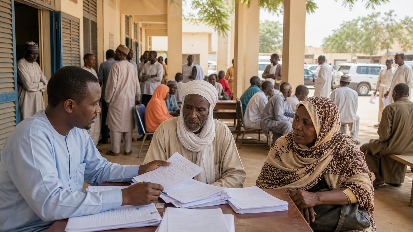 Image editoriale generee par IA pour le systeme de retraite de Tchad