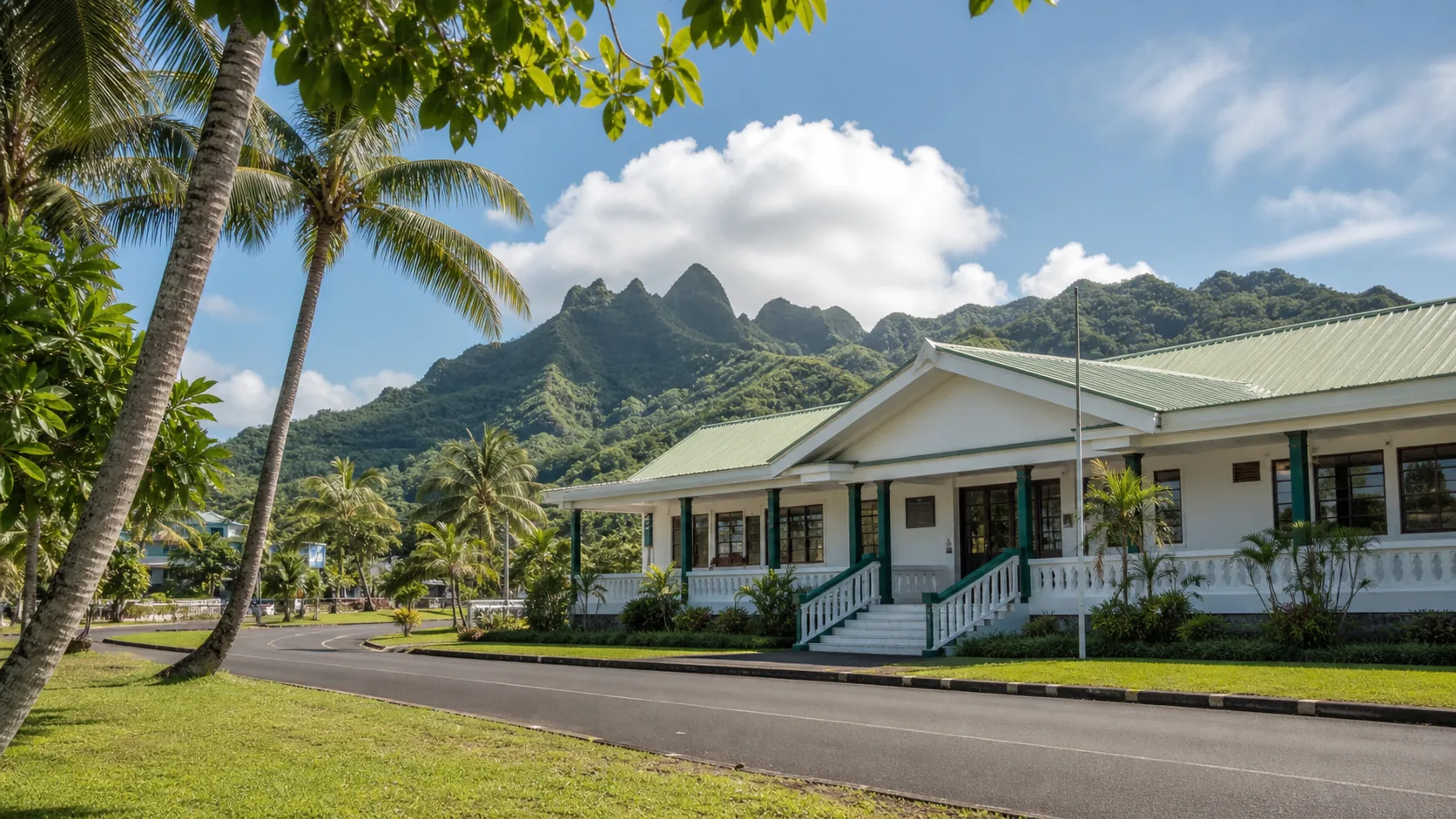 Editorial raster image of Avarua public buildings for the Cook Islands pension system