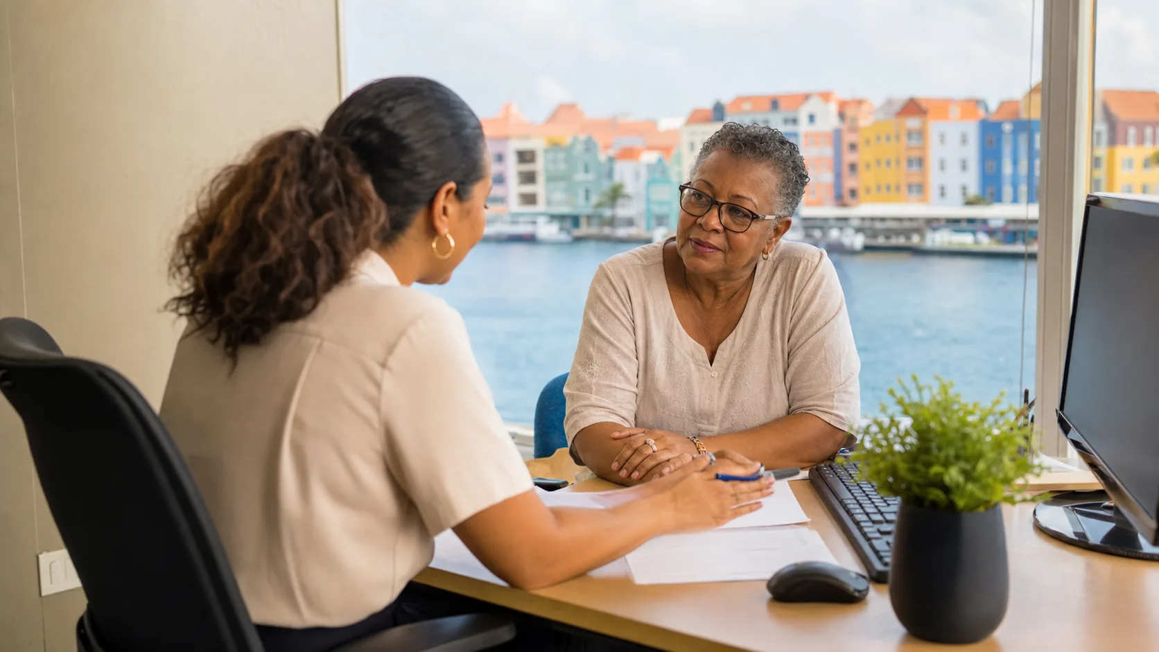 Image editoriale generee par IA pour le systeme de retraite de Curacao