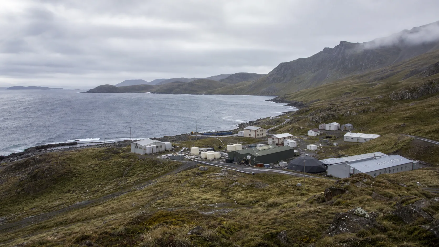 AI-generated editorial image of a subantarctic research station for the French Southern and Antarctic Lands pension system
