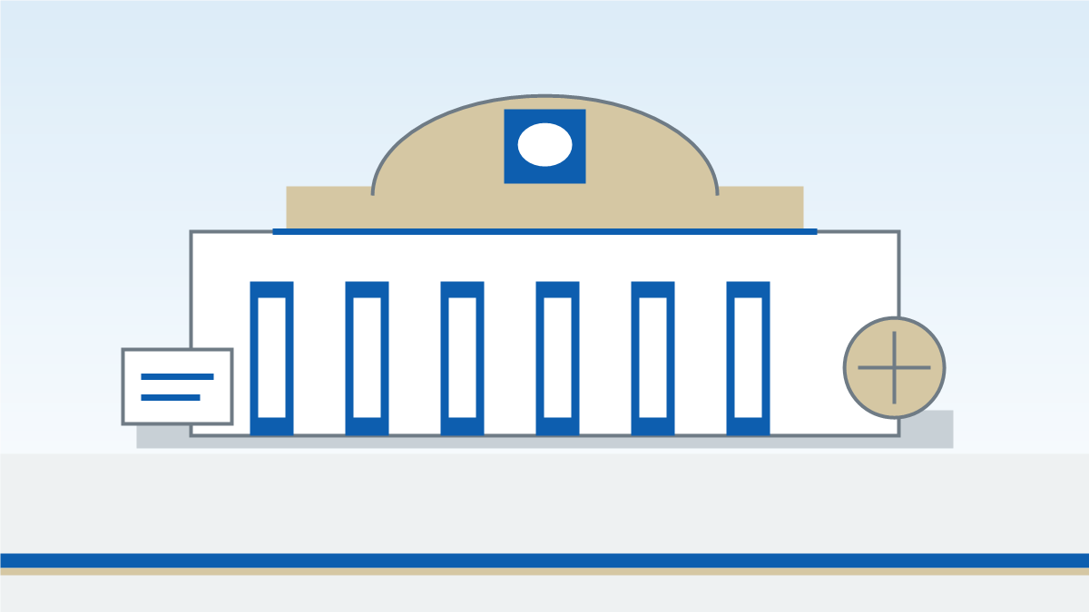 Editorial raster image of Athens civic architecture for the Greek pension system