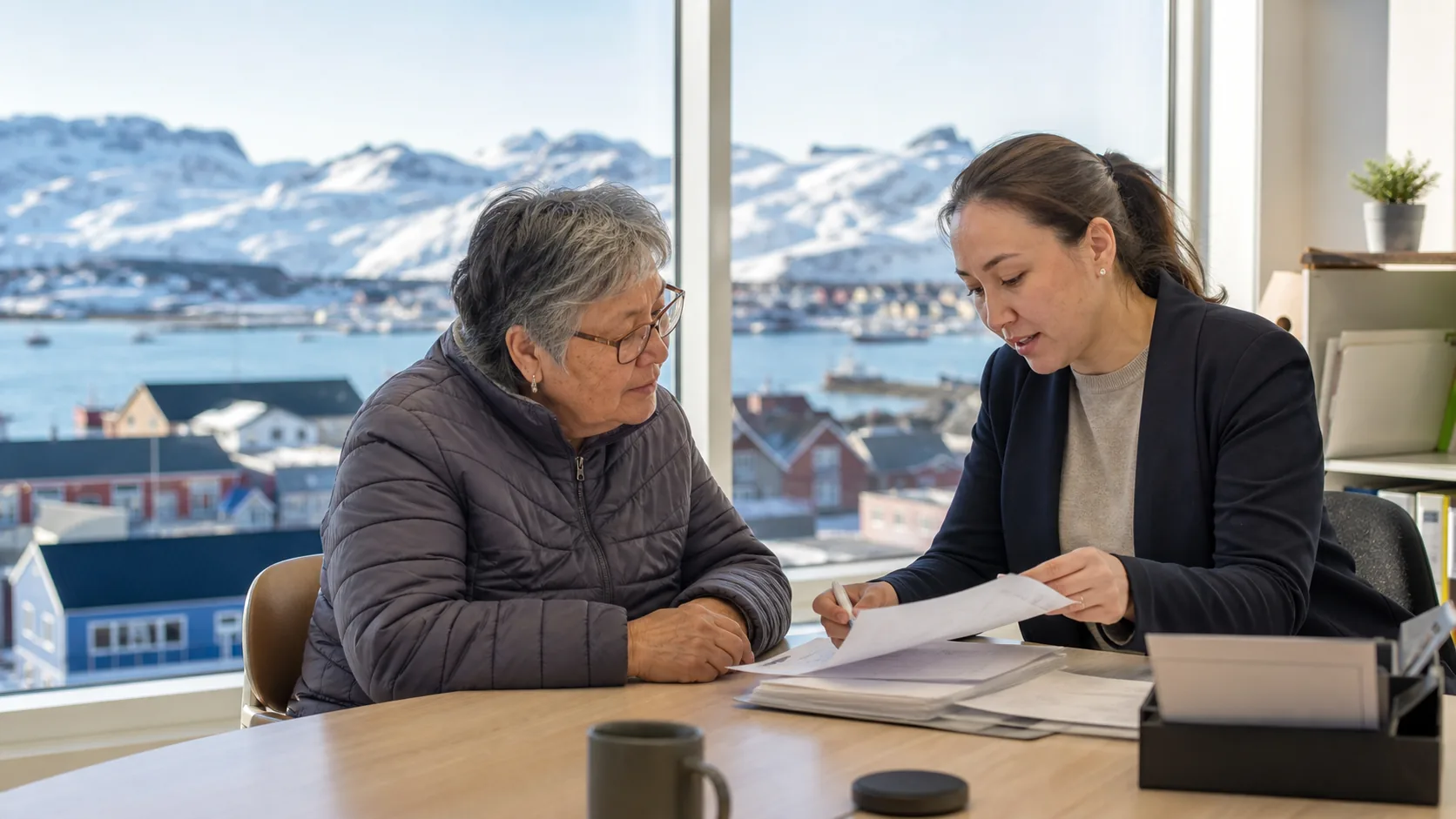 Image editoriale generee par IA pour le systeme de retraite de Greenland