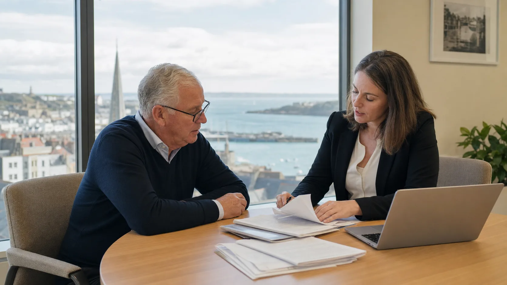 AI-generated editorial image for the Guernsey Pension System