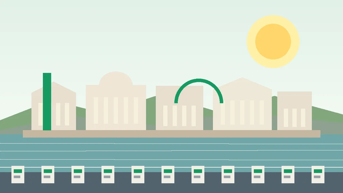 Image éditoriale raster des bâtiments civiques de Dublin et de la rivière pour le système de retraite irlandais