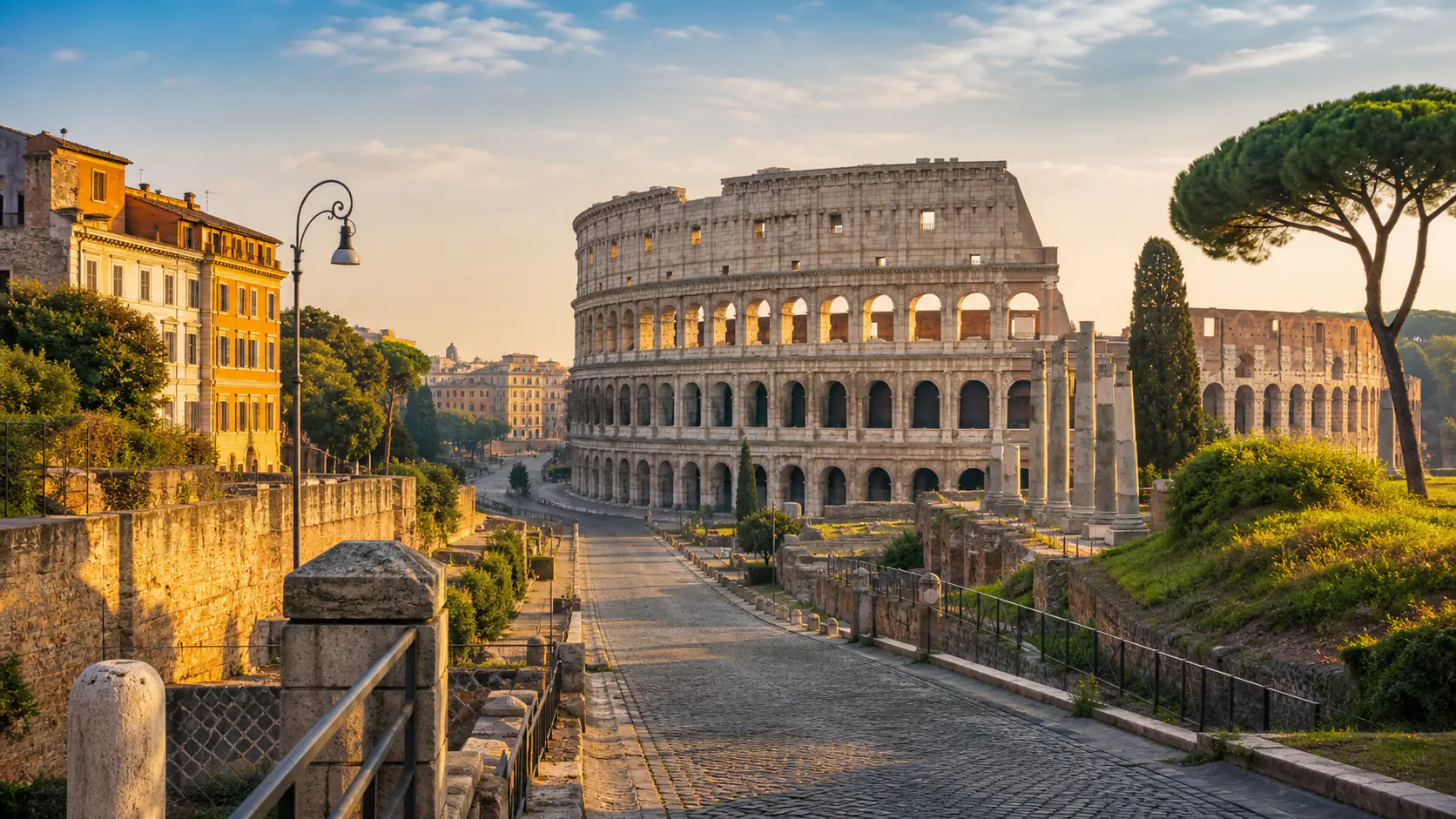 AI-generated editorial image of Rome and the Colosseum for the Italian pension system