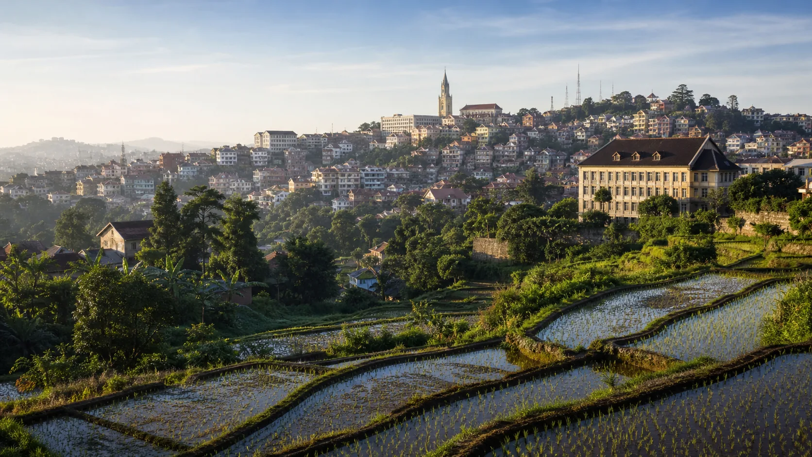 Image editoriale generee par IA pour le systeme de retraite de Madagascar