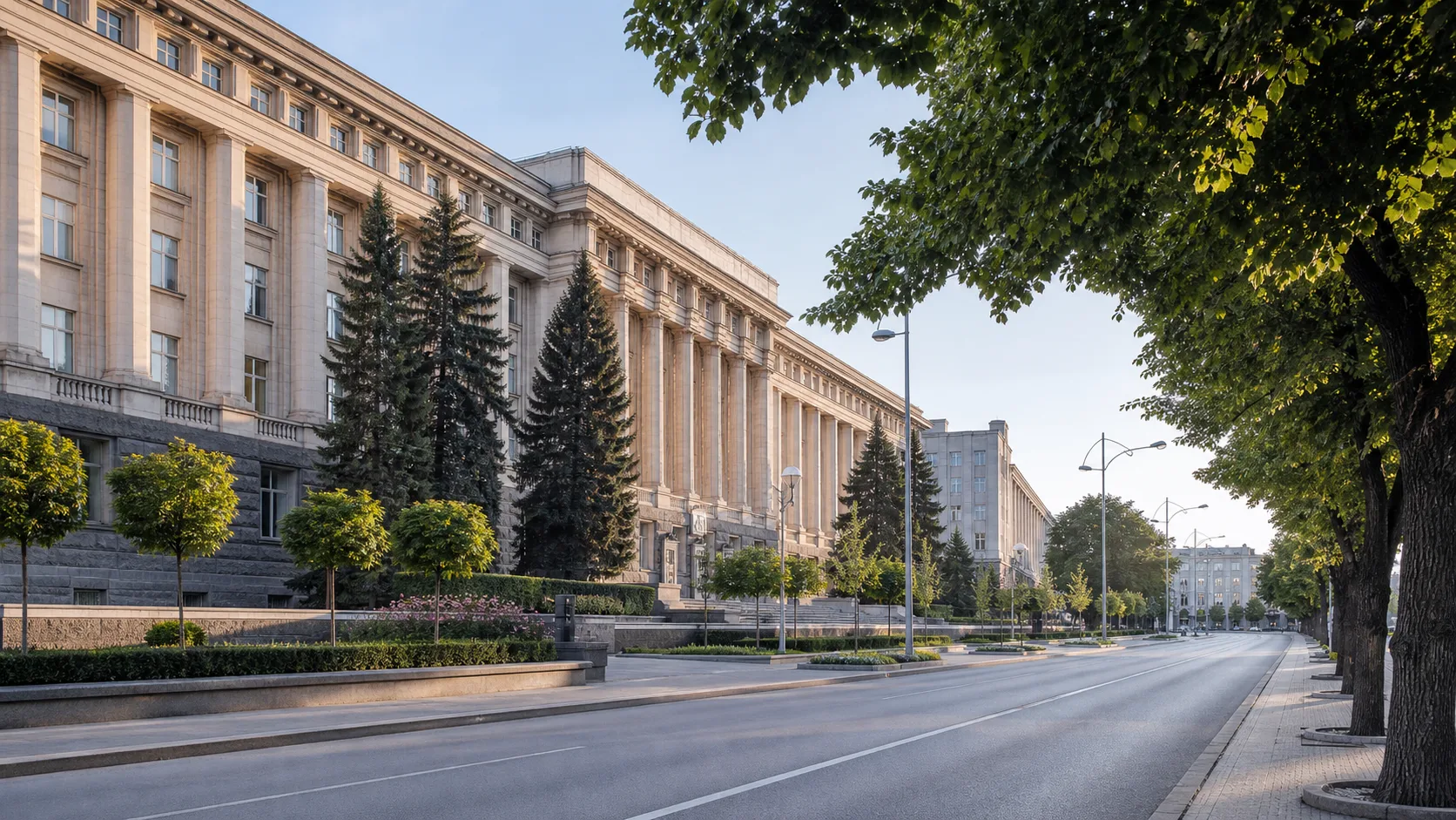 AI-generated editorial image of Chisinau civic boulevard for the Moldovan pension system