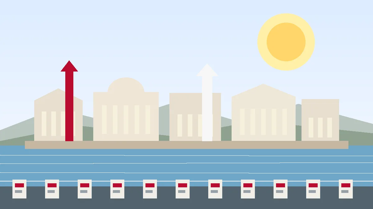 Image raster éditoriale du front de mer d'Oslo et des bâtiments civiques pour le système de retraite norvégien