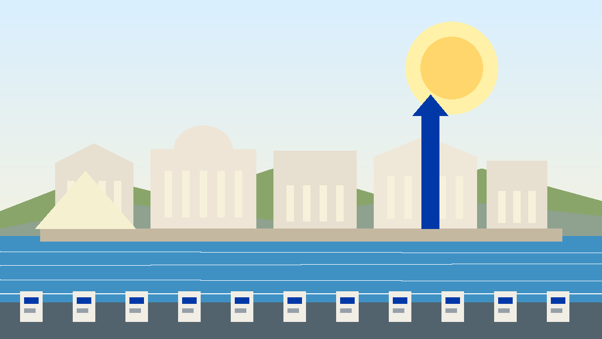 Editorial raster image of Manila civic buildings and bayfront for the Philippine pension system