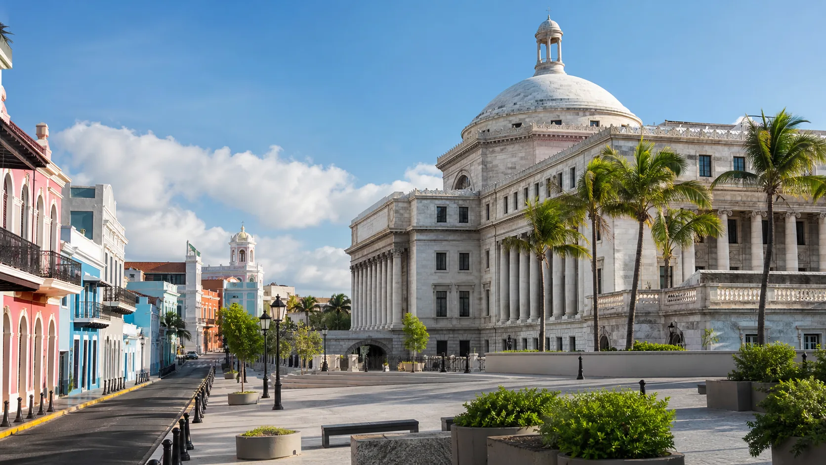 Editorial raster image of San Juan civic architecture for the Puerto Rican pension system