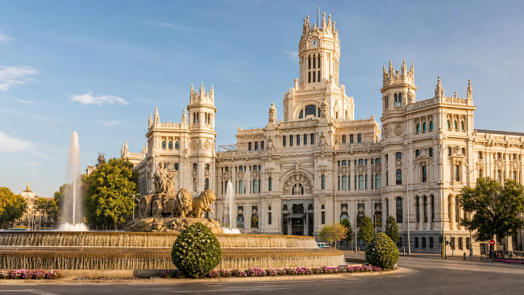 AI-generated editorial image of Madrid civic architecture for the Spanish pension system