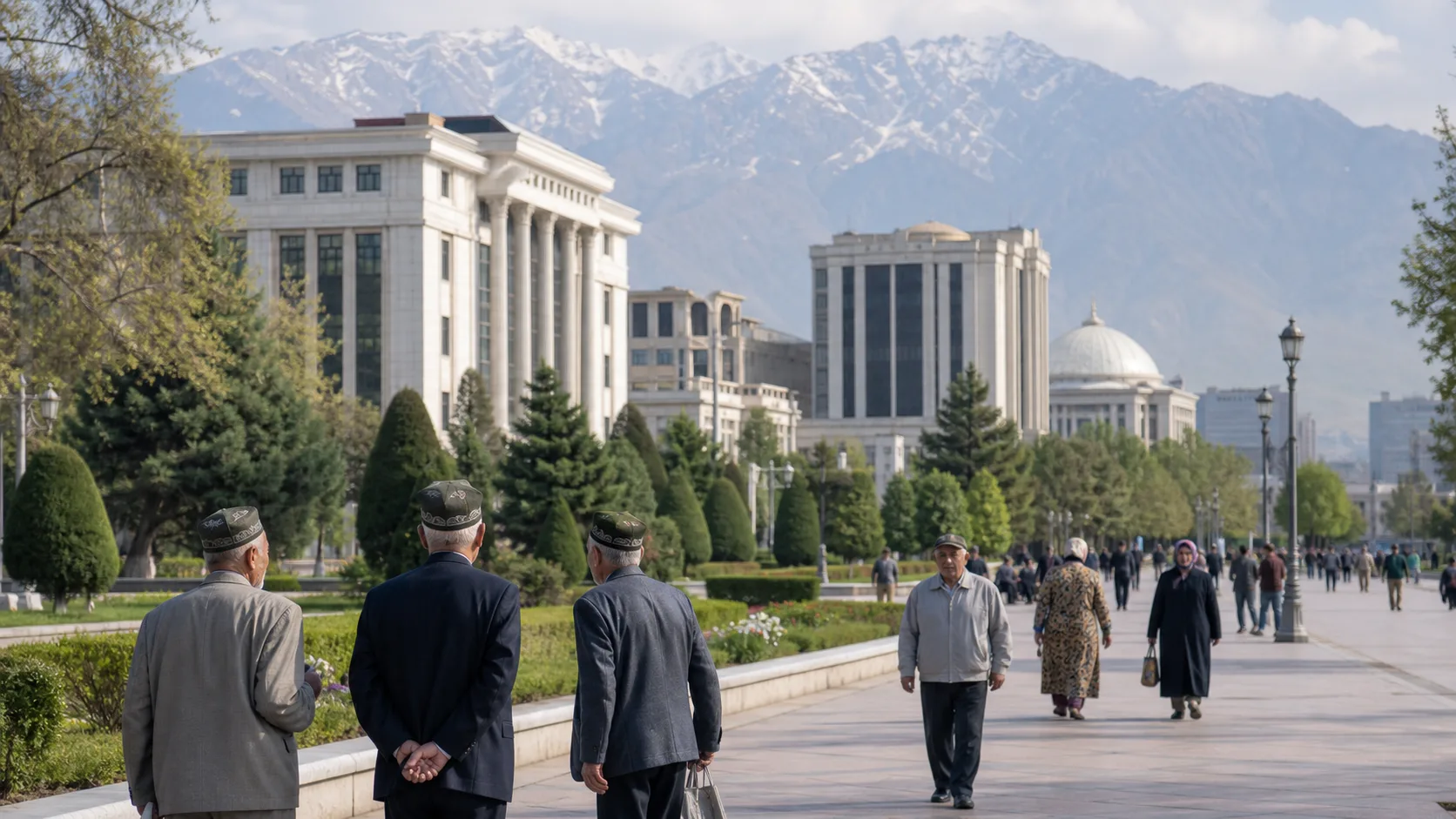 Image editoriale generee par IA pour le systeme de retraite de Tajikistan